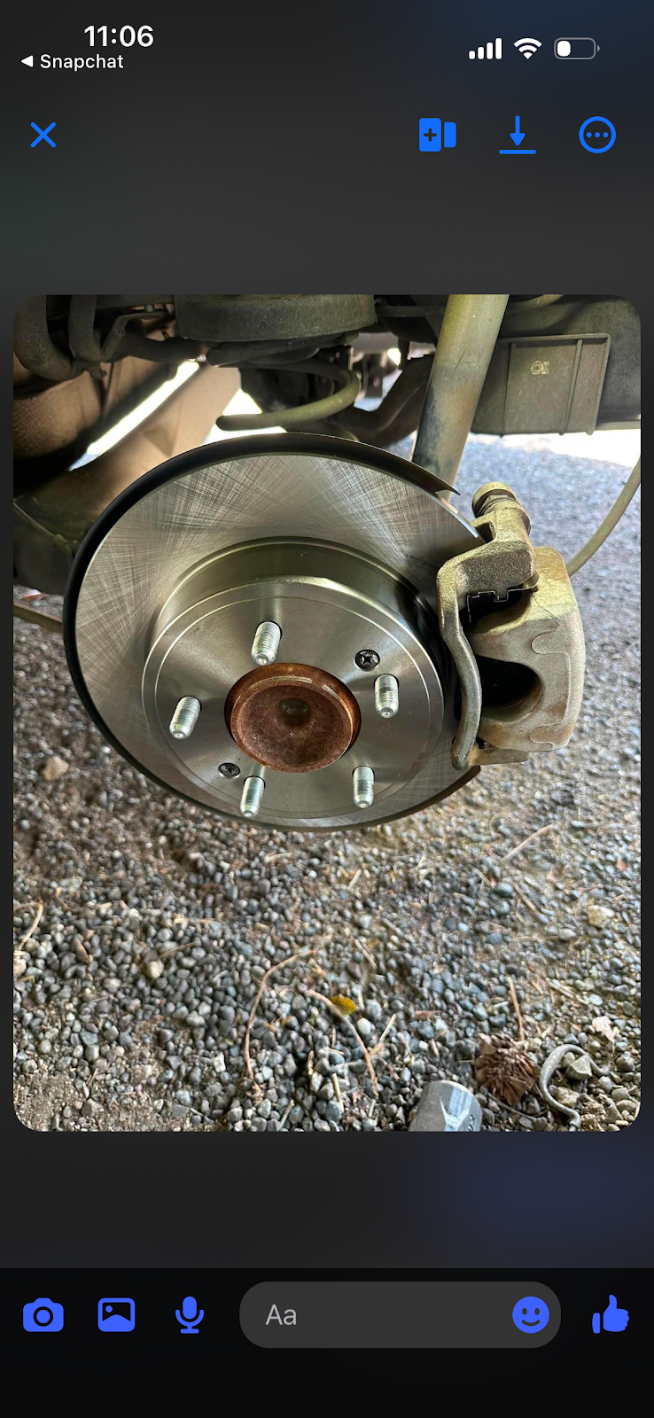 Customer photo of a freshly installed brake rotor and caliper